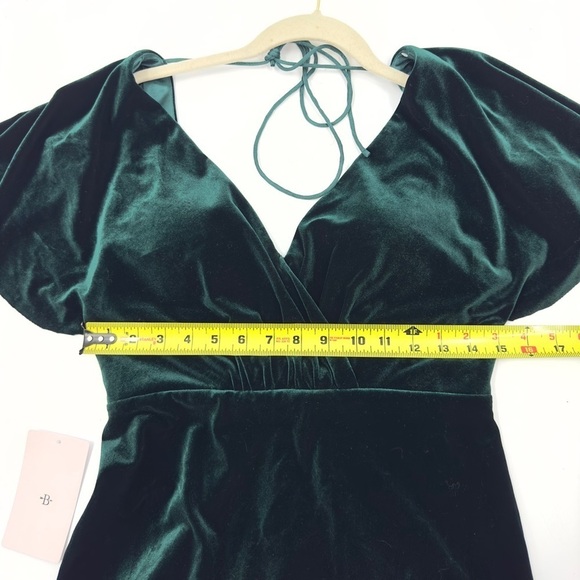 Jenny Yoo Ellis Flutter Sleeve Open Back Velvet Gown Size 8 Emerald Green Dress - Picture 13 of 16